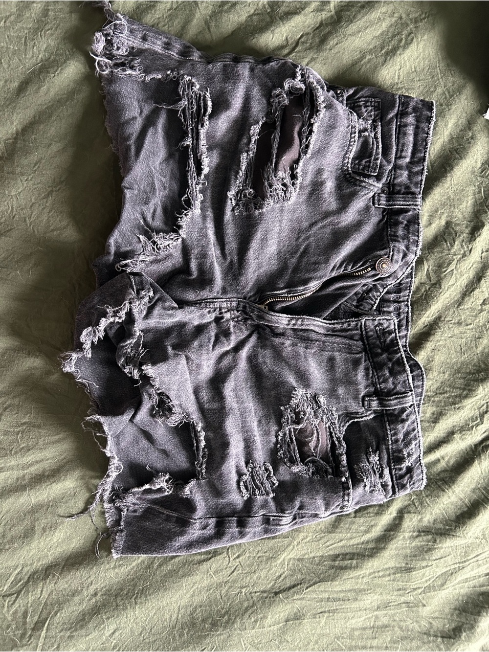 American Eagle Outfitters Distressed Black Denim Jean Shorts